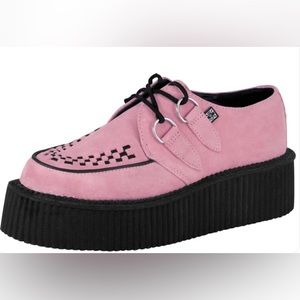 T.U.K PINK SUEDE ROUND VIVA MONDO CREEPER